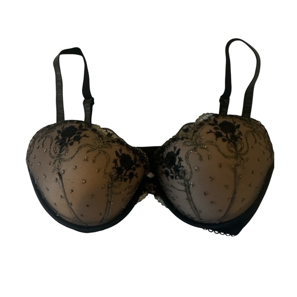 Victoria's Secret Black and Tan Embroidered Bra - Picture 1 of 3